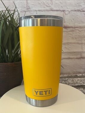 Yeti Yellow Rambler Tumbler with Stainless Trim